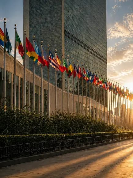 International flags outside a government institution